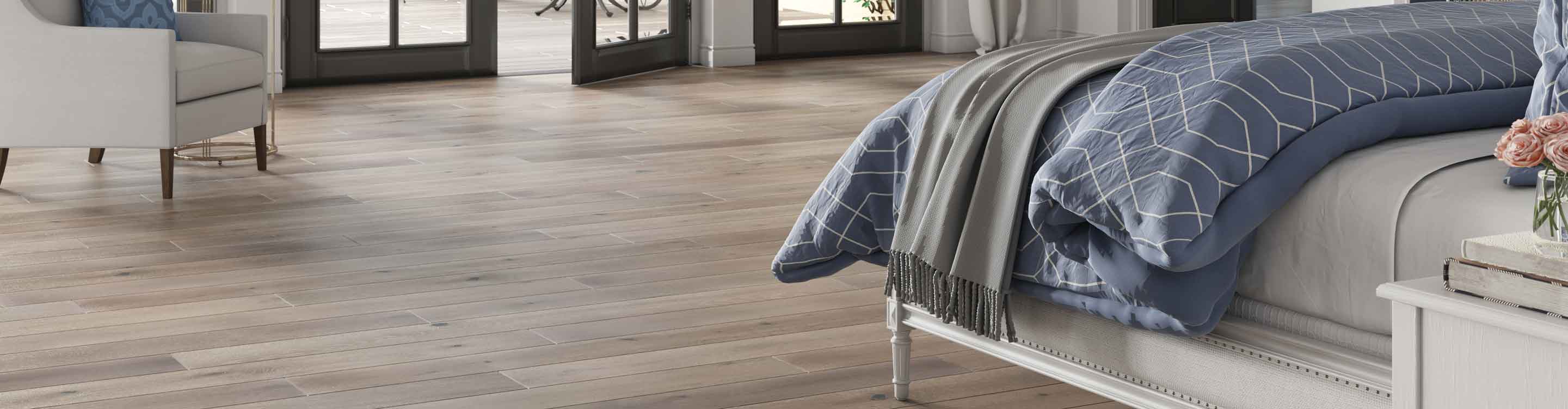 Hardwood floors in a bedroom